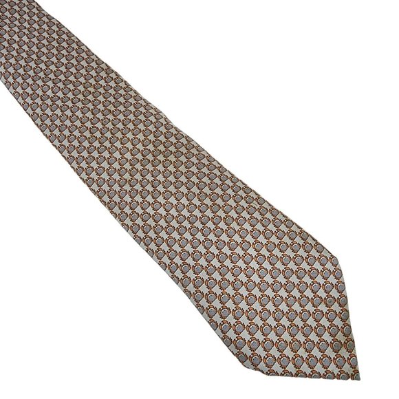 Vintage Hermes Crap Print Silk Necktie Width 3" - Picture 1 of 5